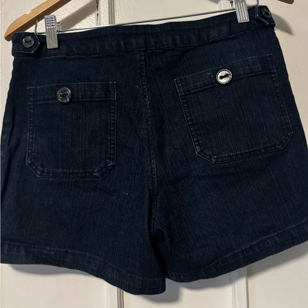 Willi Smith Dark Navy Button-Detail Denim Shorts - Picture 2 of 3